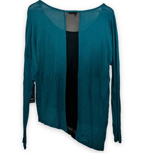 NEW Dex Alpine Green A symmetrical Scoop Neckline Long Sleeve Top Women’s Sz Lg - Picture 5 of 5